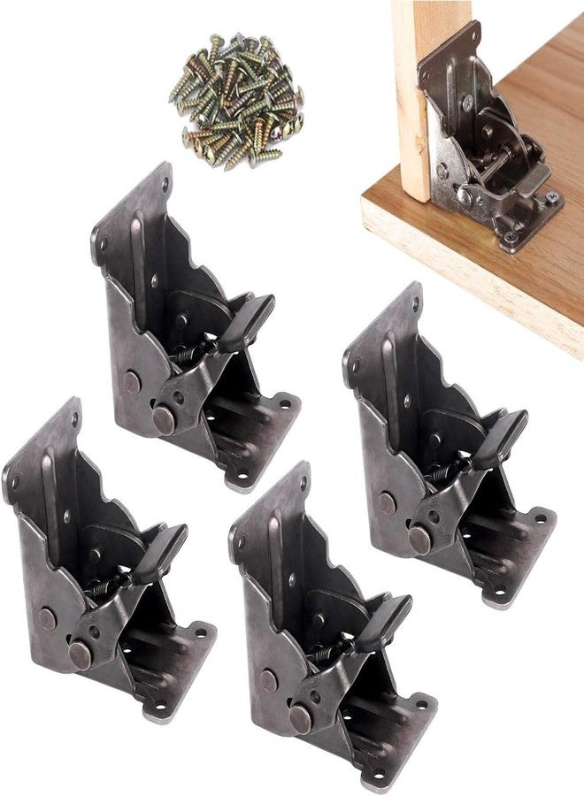 BYKOINE 90° Folding Table Leg Brackets - Heavy Duty Adjustable Self-Locking Furniture Hinges - Carbon Steel Support Hinge with Screws for Tables, Cabinets, Beds - Set of 4 - Image 4